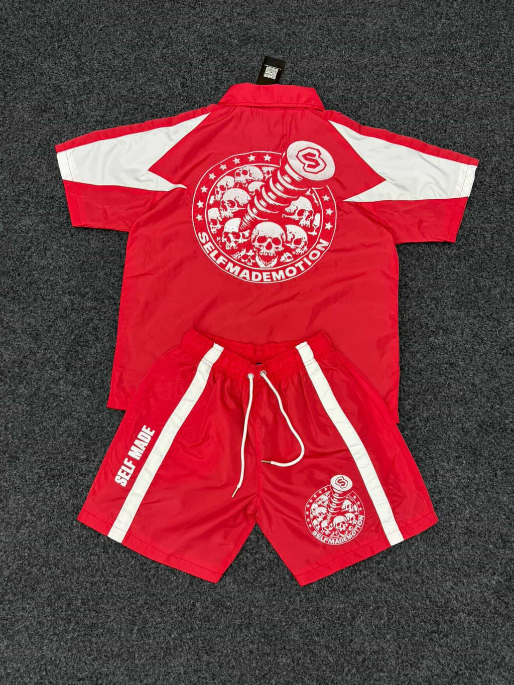 Red "SELFMADE" Short Set