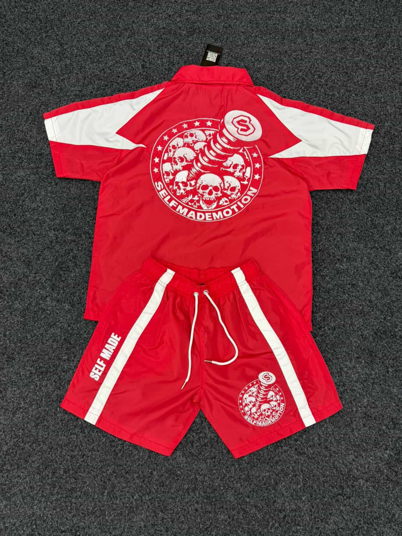 Red "SELFMADE" Short Set