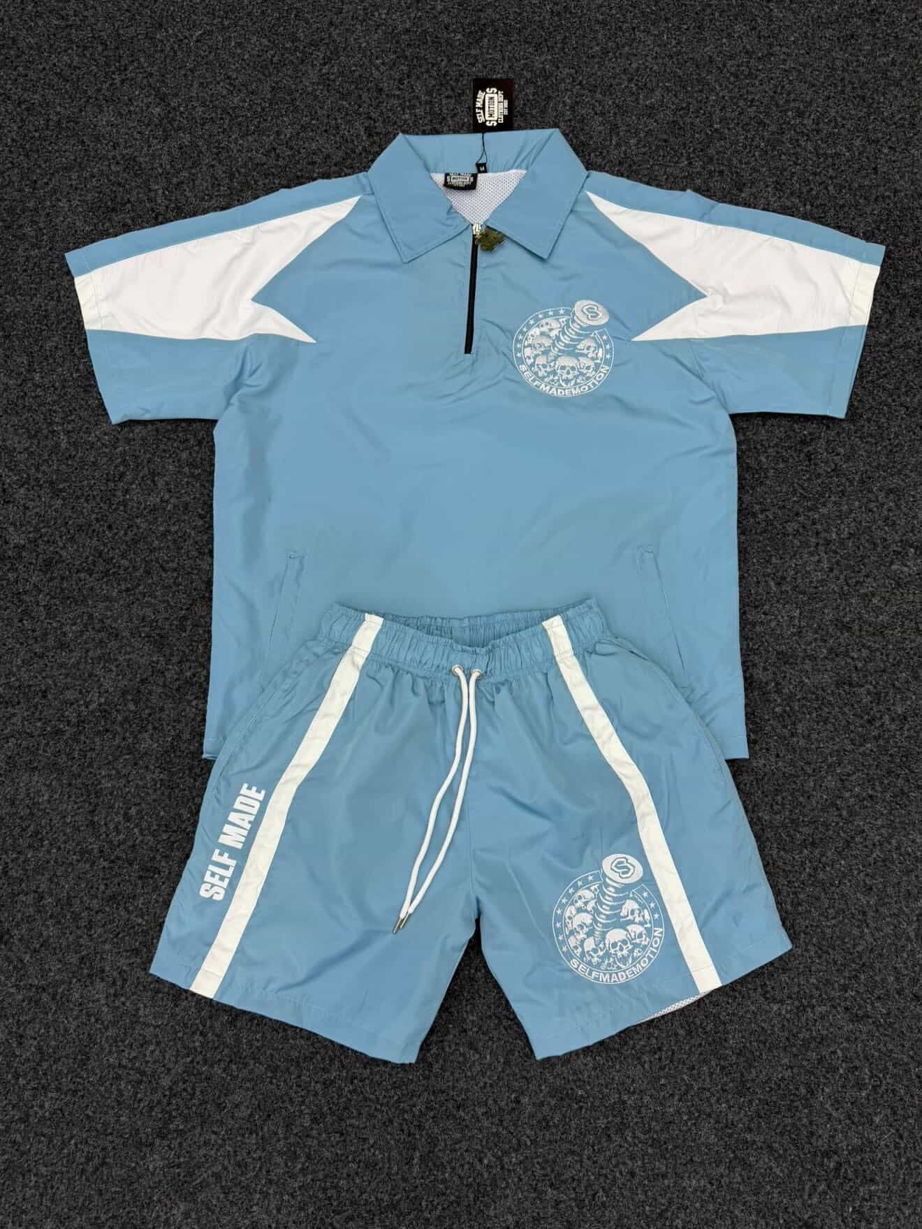 Blue "SELFMADE" Short Set