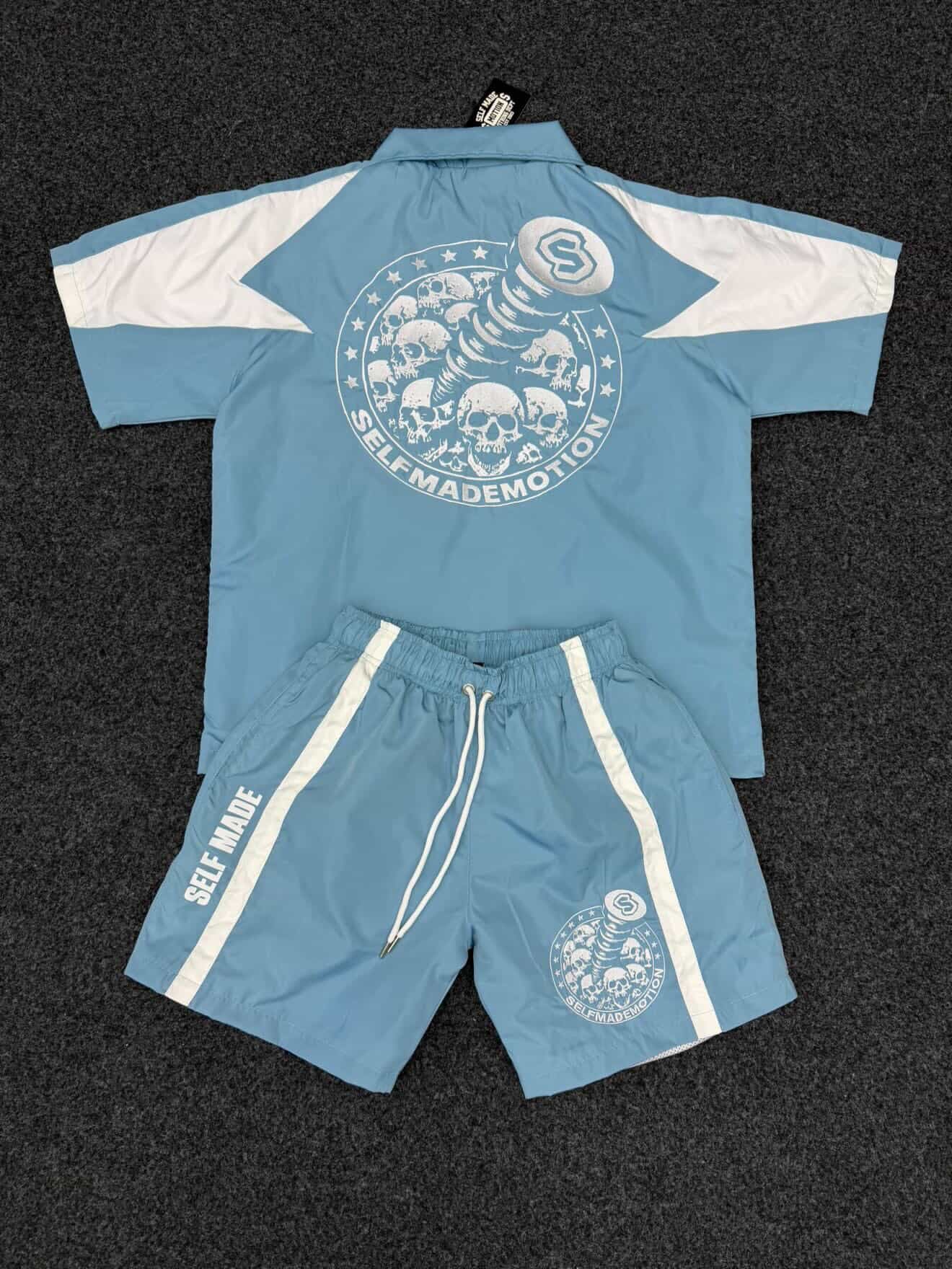 Blue "SELFMADE" Short Set