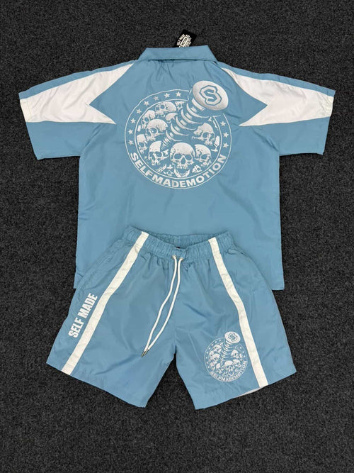 Blue "SELFMADE" Short Set