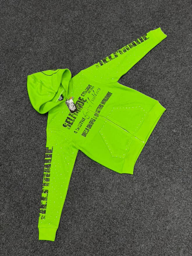 Green "A LIFESTYLE FOR HUSTLERS" Zip-Up