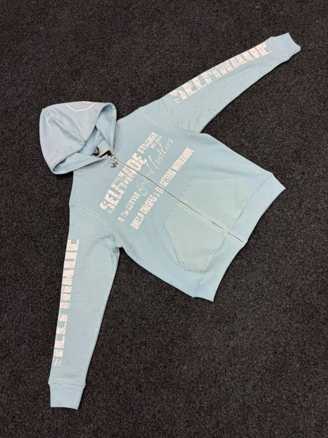 Blue "A LIFESTYLE FOR HUSTLERS" Zip-Up