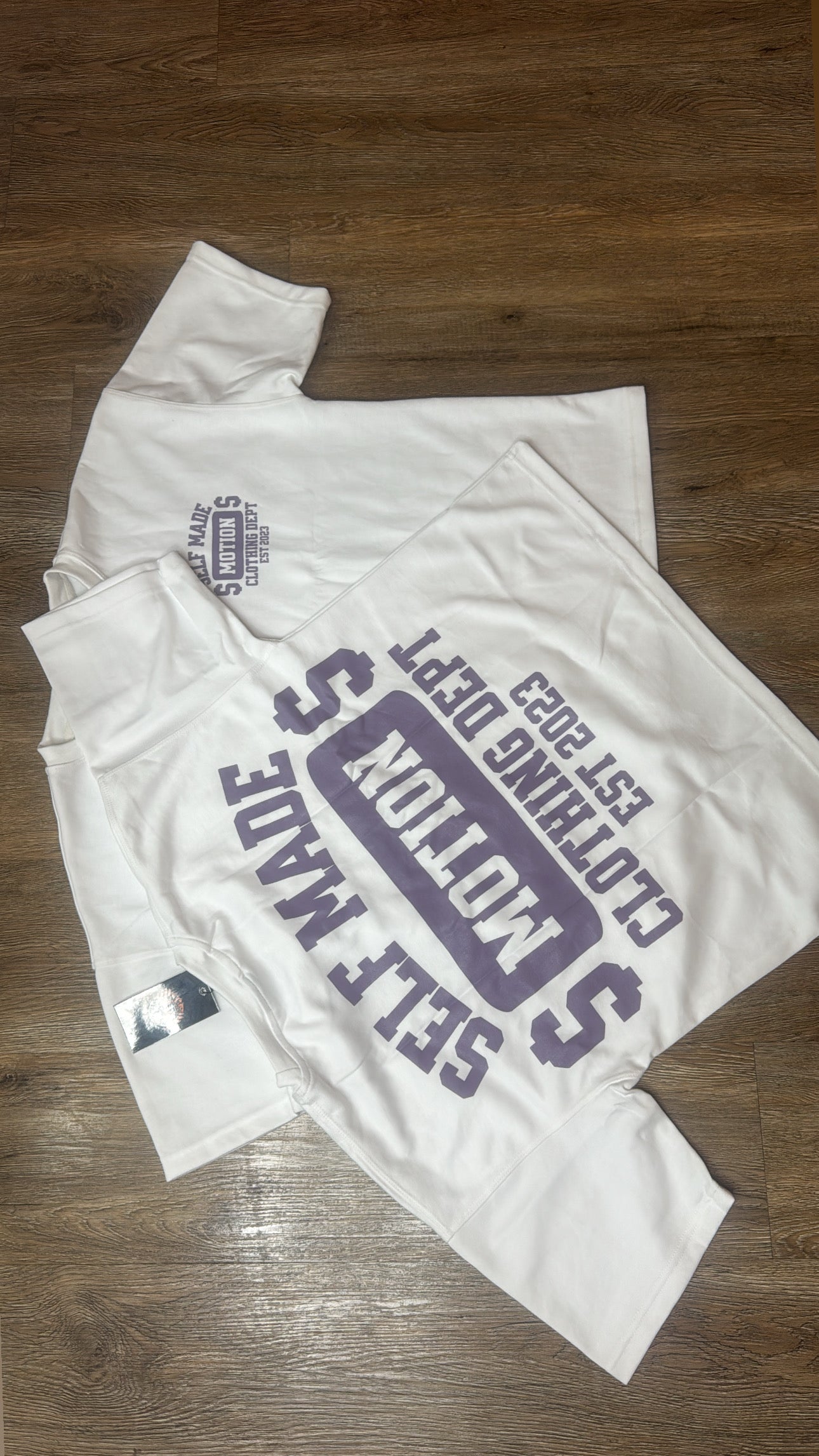 Crop White/Purple "SELFMADE DEPT" Tee