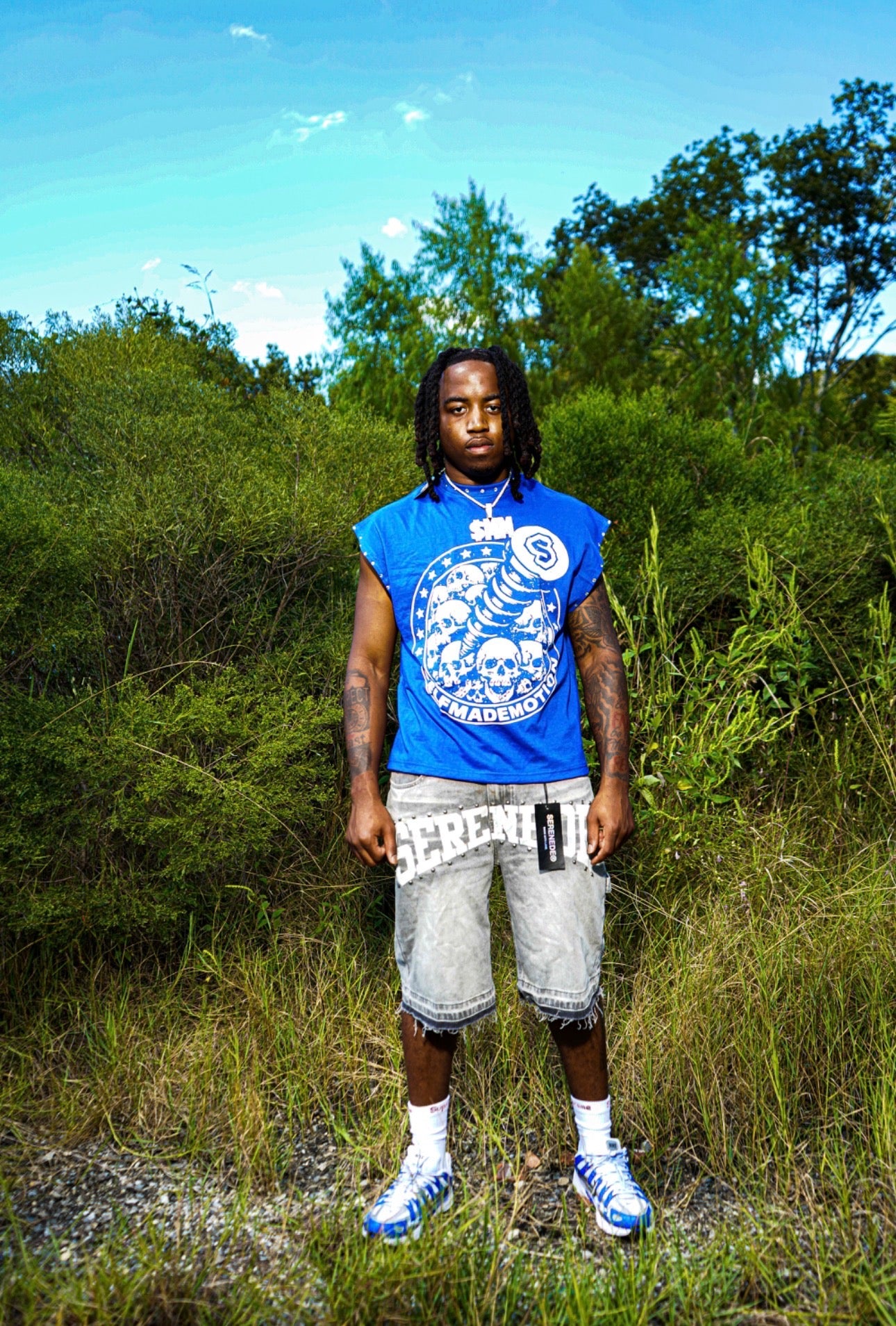 Blue “RHINESTONE” Sleeveless Tee